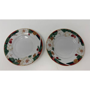 Tienshan Fine‎ China Magnolia Saucers Set of 2 6" Wide